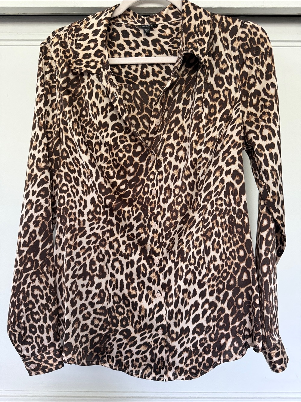Guess Leopard Print Button-Down Shirt - Brown, Beige
